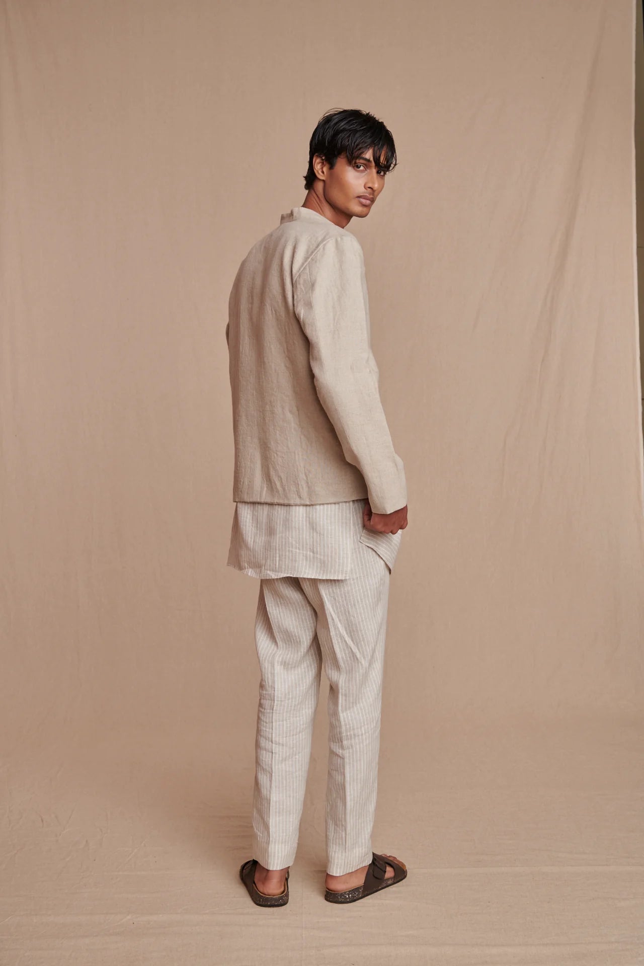Undyed Linen Men's Bandhgala Jacket