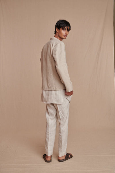 Undyed Linen Men's Bandhgala Jacket