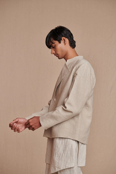 Undyed Linen Men's Bandhgala Jacket