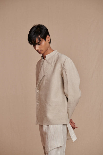 Undyed Linen Men's Bandhgala Jacket