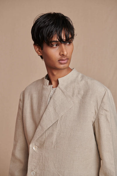 Undyed Linen Men's Bandhgala Jacket
