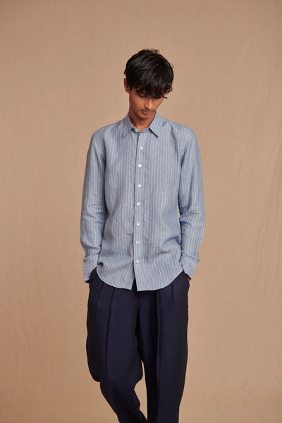 Neel Linen Denim Men's Pleated Tappered Pants