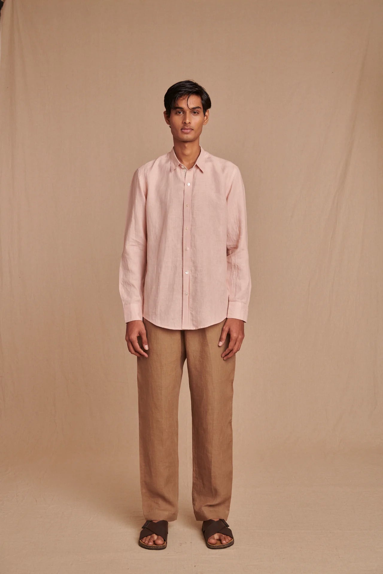 Blush Linen Men's Oxford Shirt - Slim Fit