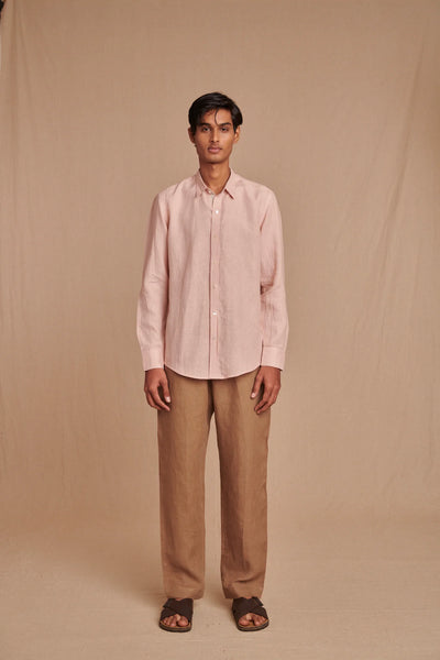Blush Linen Men's Oxford Shirt - Slim Fit