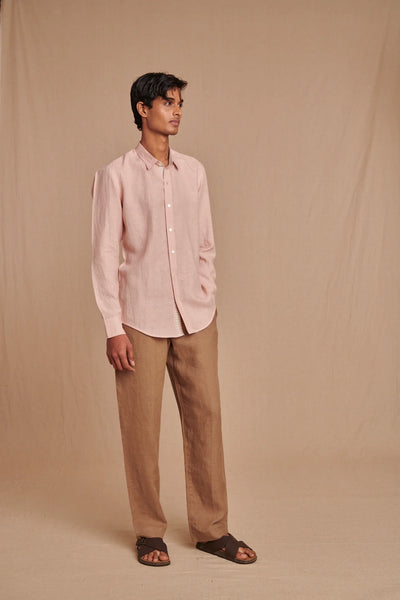 Blush Linen Men's Oxford Shirt - Slim Fit