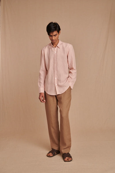 Blush Linen Men's Oxford Shirt - Slim Fit