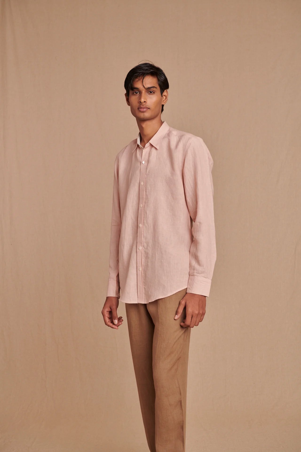 Blush Linen Men's Oxford Shirt - Slim Fit