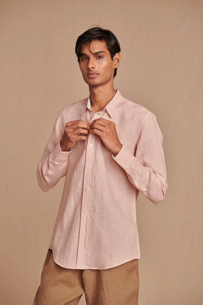 Blush Linen Men's Oxford Shirt - Slim Fit