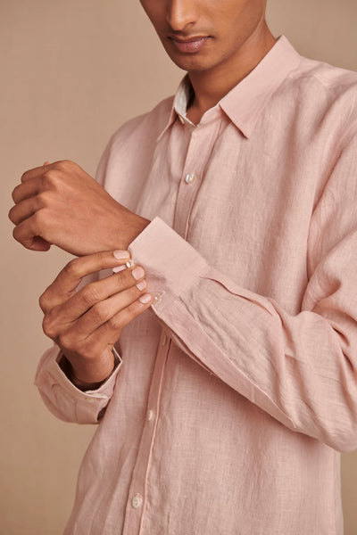 Blush Linen Men's Oxford Shirt - Slim Fit