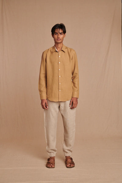 Husk Linen Men's Oxford Shirt - Slim Fit
