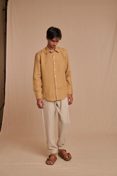 Husk Linen Men's Oxford Shirt - Slim Fit