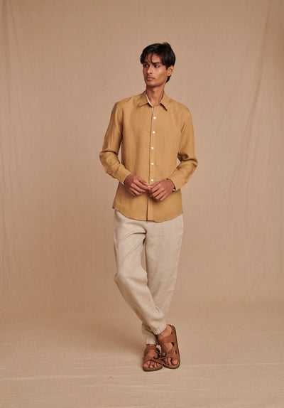 Undyed Linen Men's Jogger Pants