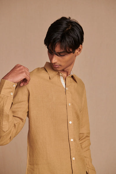 Husk Linen Men's Oxford Shirt - Slim Fit