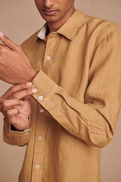 Husk Linen Men's Oxford Shirt - Slim Fit