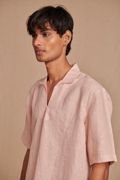 Blush Linen Men's Popover Shirt