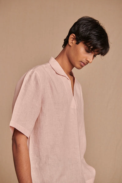 Blush Linen Men's Popover Shirt