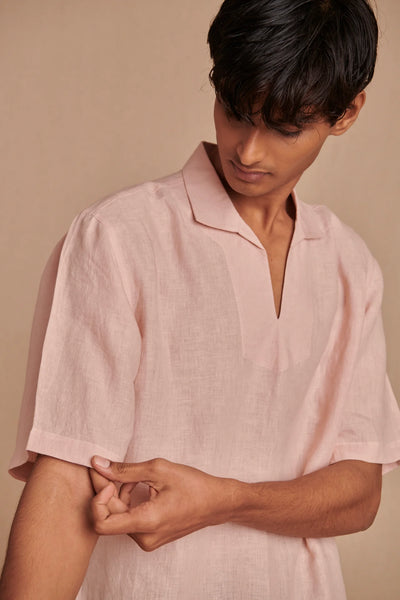 Blush Linen Men's Popover Shirt