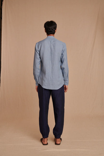 Sky Linen Men's Oxford Shirt - Slim Fit