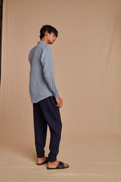 Sky Linen Men's Oxford Shirt - Slim Fit