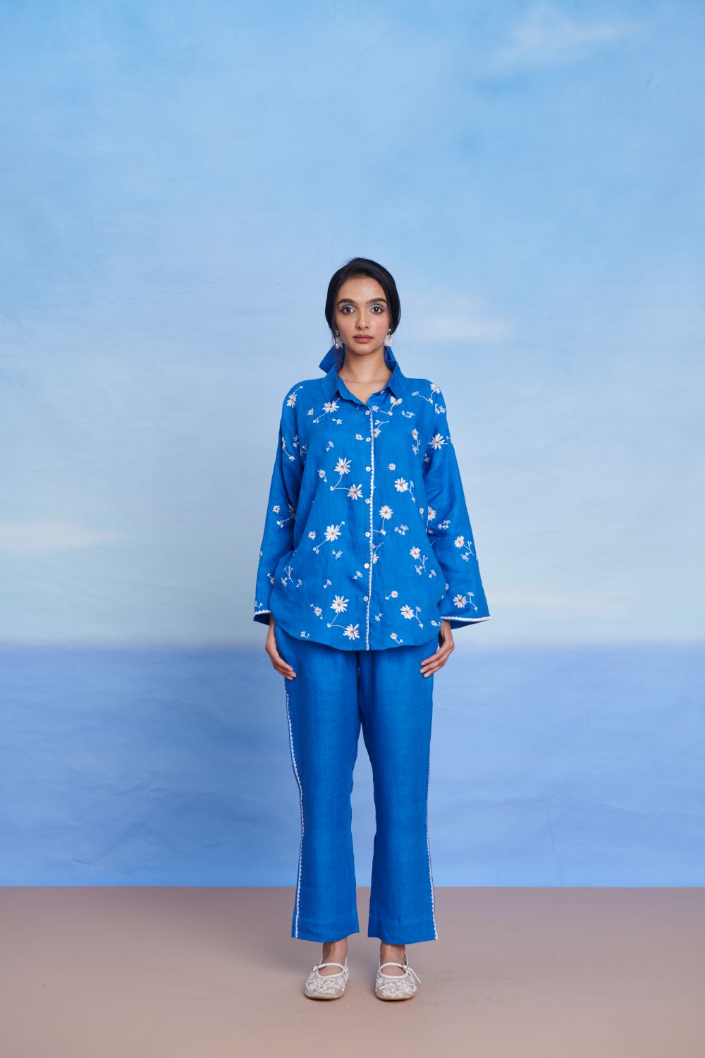Santorini Linen Oversized Flared Shirt
