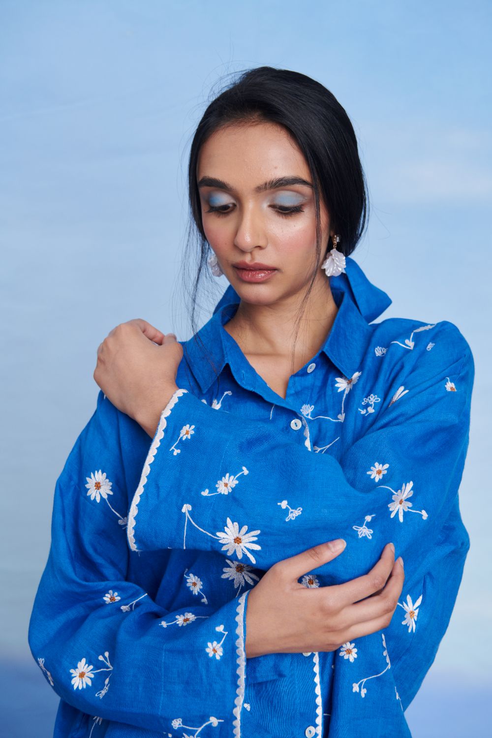 Santorini Linen Oversized Flared Shirt
