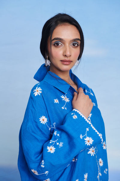 Santorini Linen Oversized Flared Shirt
