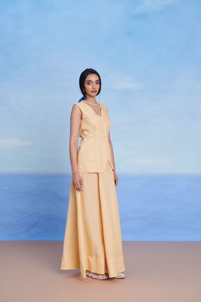 Butterscotch Linen V-Neck Vest