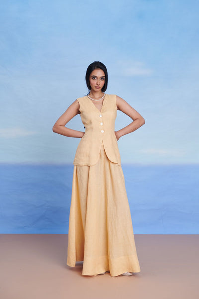 Butterscotch Linen V-Neck Vest