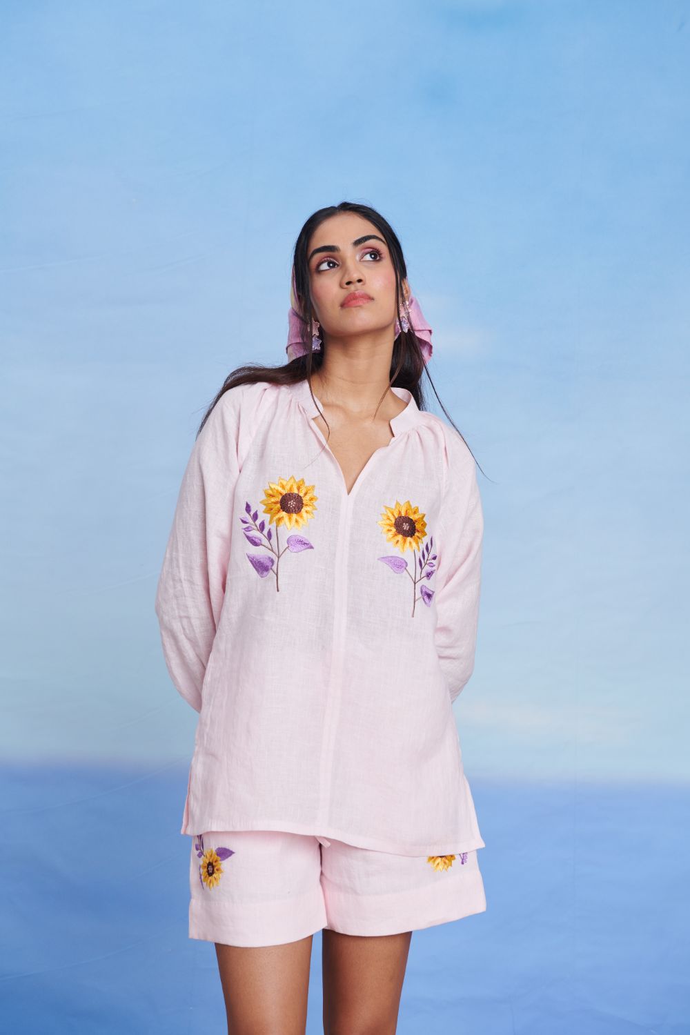 Fleur Linen Billow Shorts Set