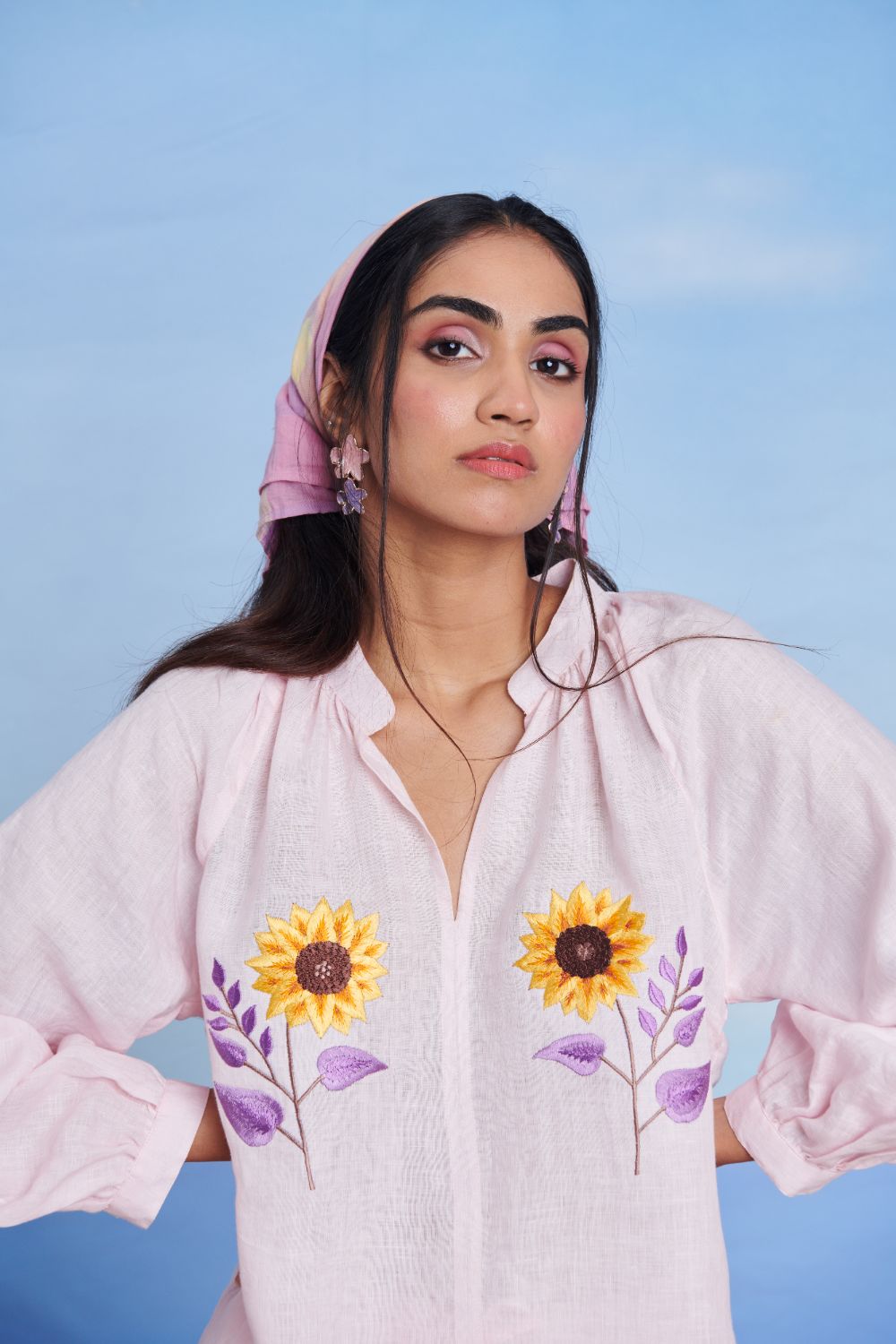 Fleur Linen Billow Top