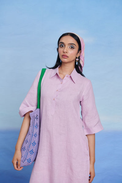 Lilac Cassata Amalfi Linen Women's Shirt Kurta Set