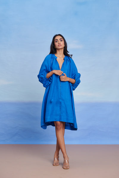 Santorini Linen Lace Panelled Dress