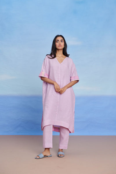 Lilac Linen Dolman Kurta Set