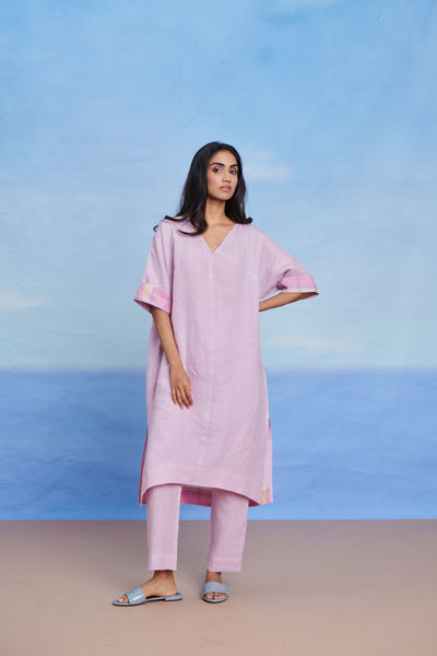 Lilac Linen Dolman Kurta Set