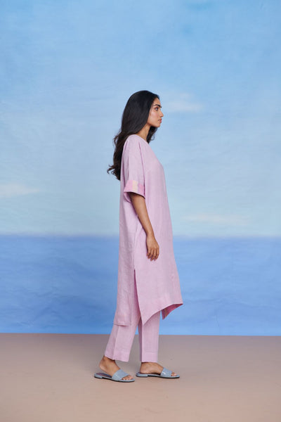 Lilac Linen Dolman Kurta Set