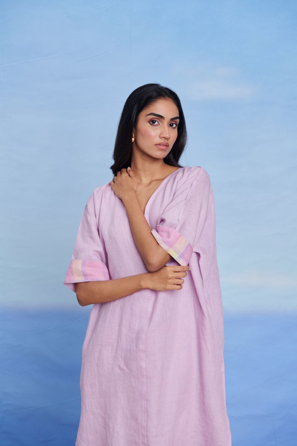 Lilac Linen Dolman Kurta Set