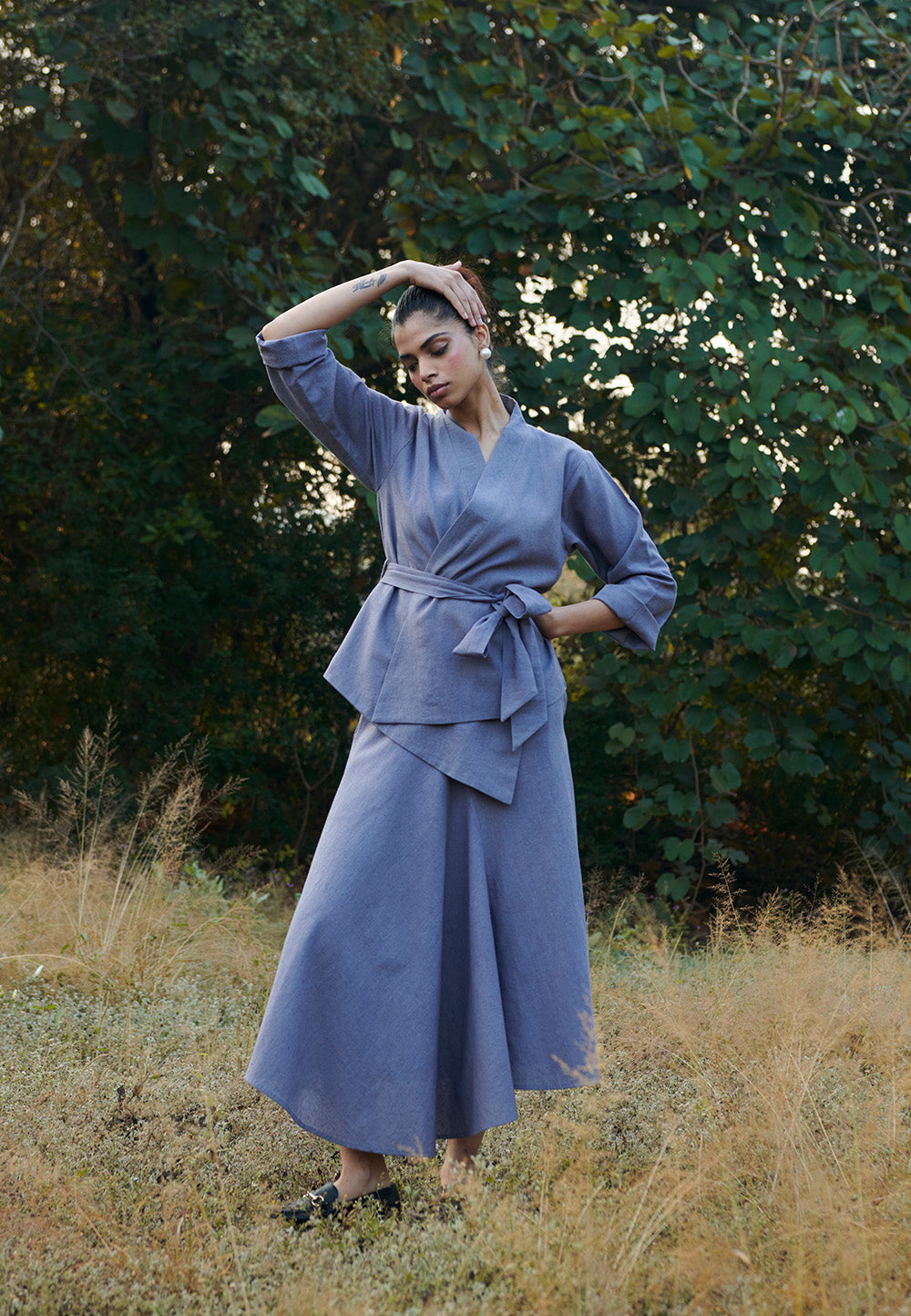 Dusk Co-Linen Asymmetrical Skirt Set