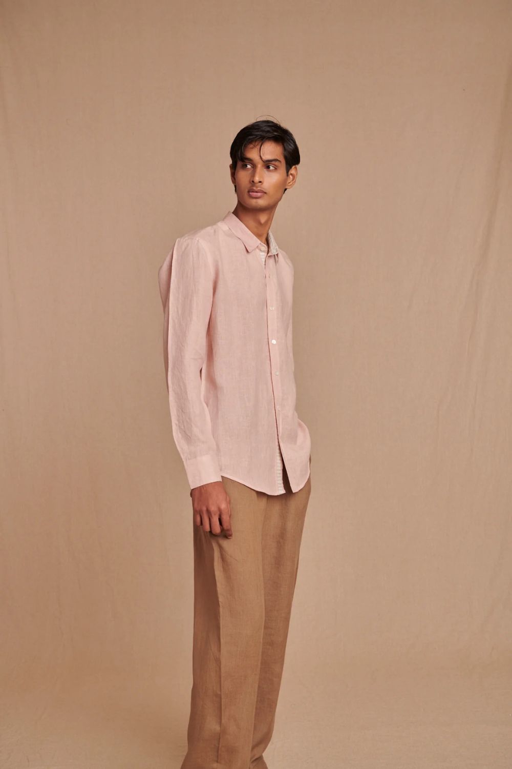 Blush Linen Men's Oxford Shirt - Slim Fit