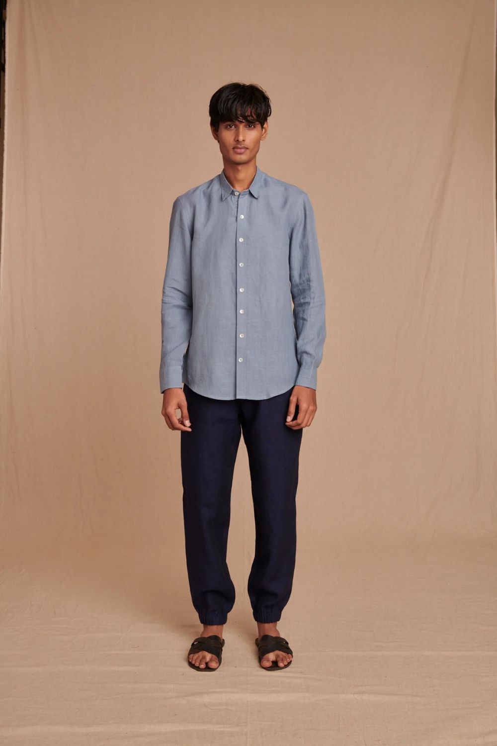 Sky Linen Men's Oxford Shirt - Slim Fit