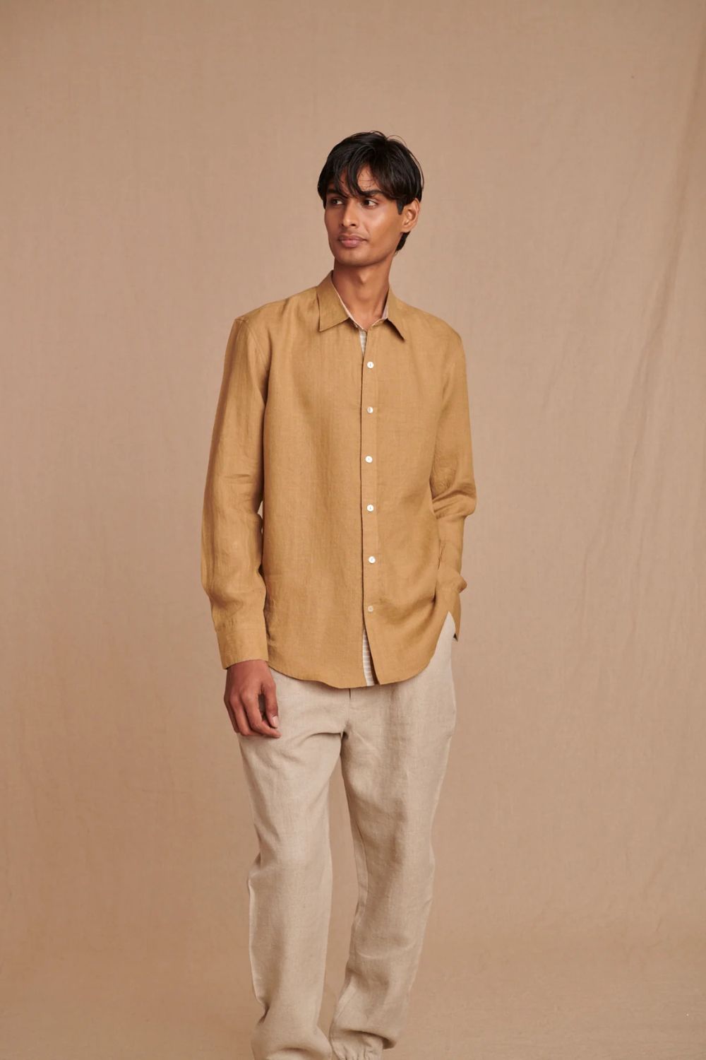 Husk Linen Men's Oxford Shirt - Slim Fit