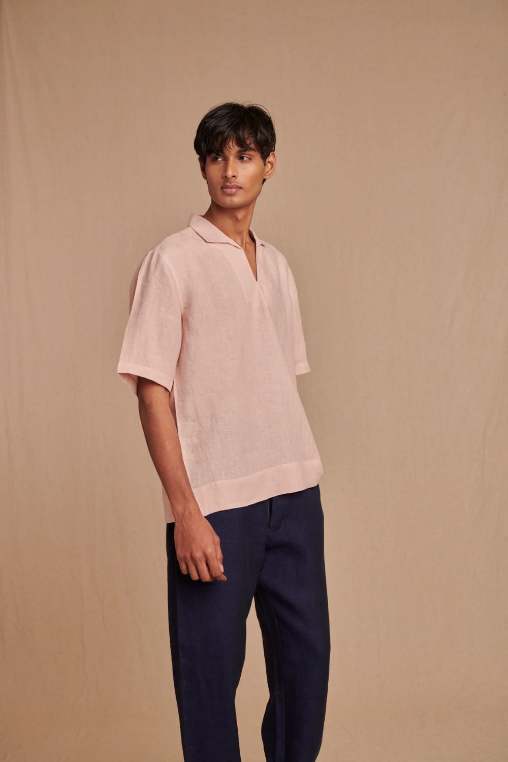 Blush Linen Men's Popover Shirt