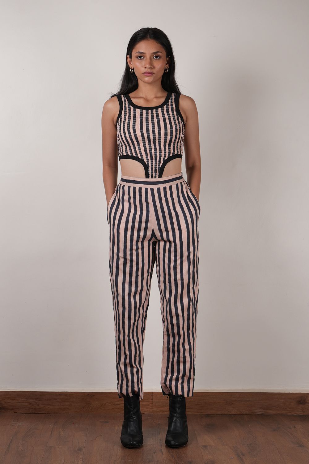 Pink with Charcoal Block Printed SE Pants