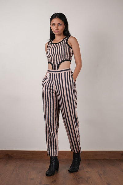 Pink with Charcoal Block Printed SE Pants