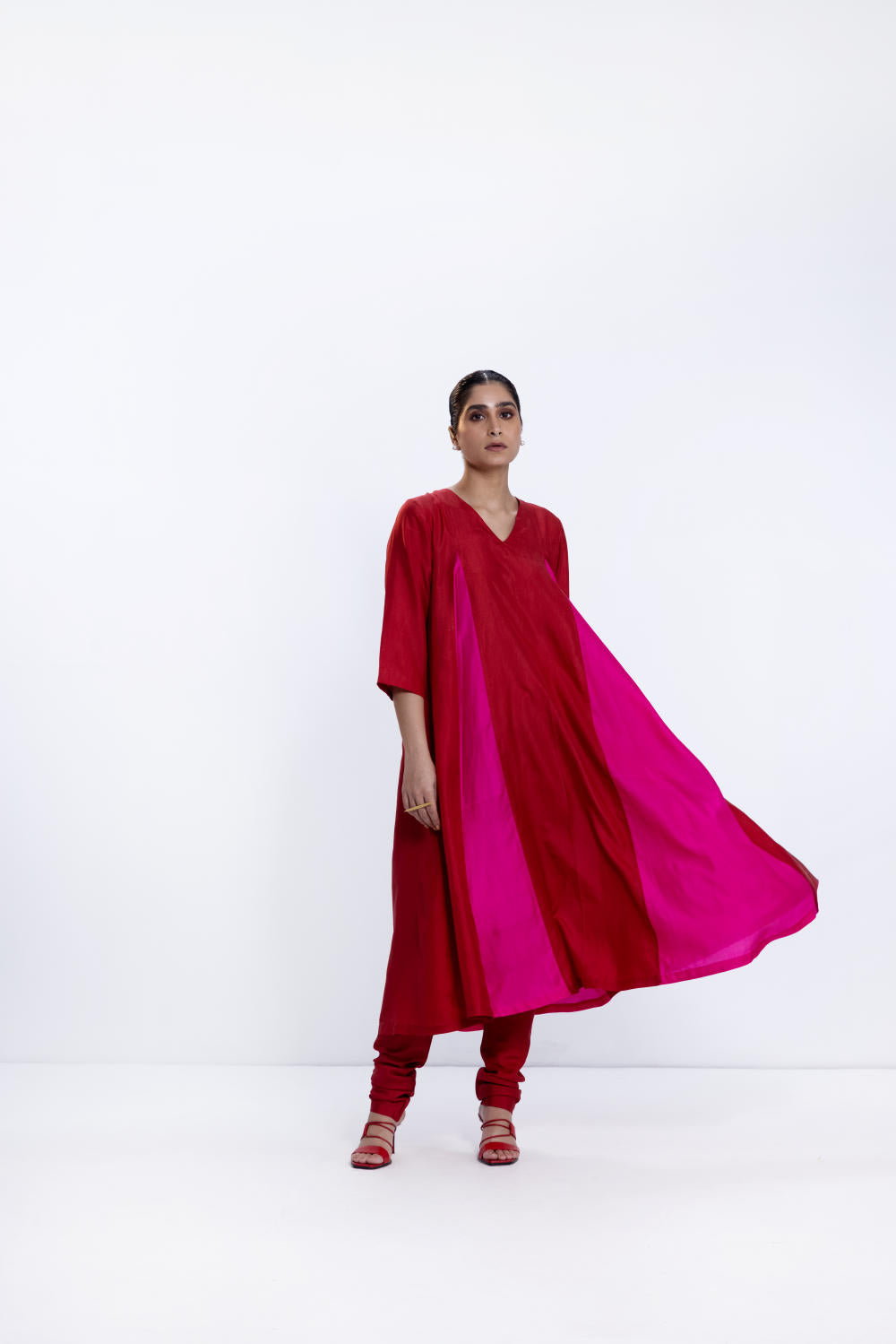 SEA PEAK KURTA SET - RANI RED / SET OF 2