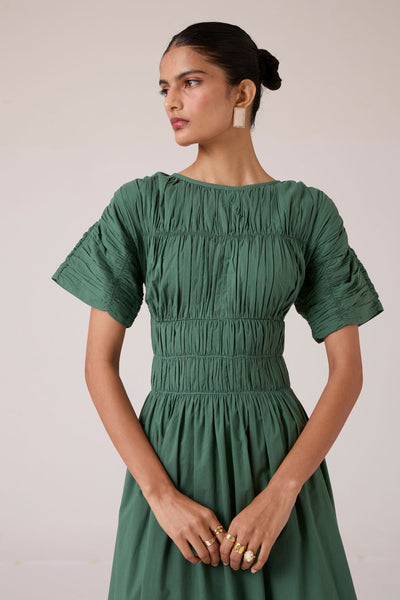 Selara Green Midi Dress