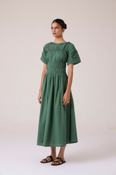 Selara Green Midi Dress