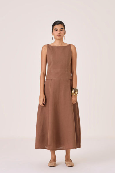 Senaka Brown Quilted Dress