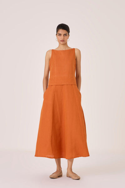 Senaka Tangerine Quilted Dress
