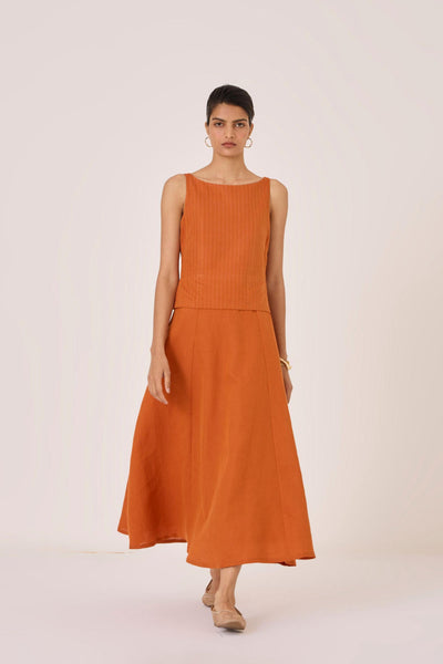 Senaka Tangerine Quilted Dress