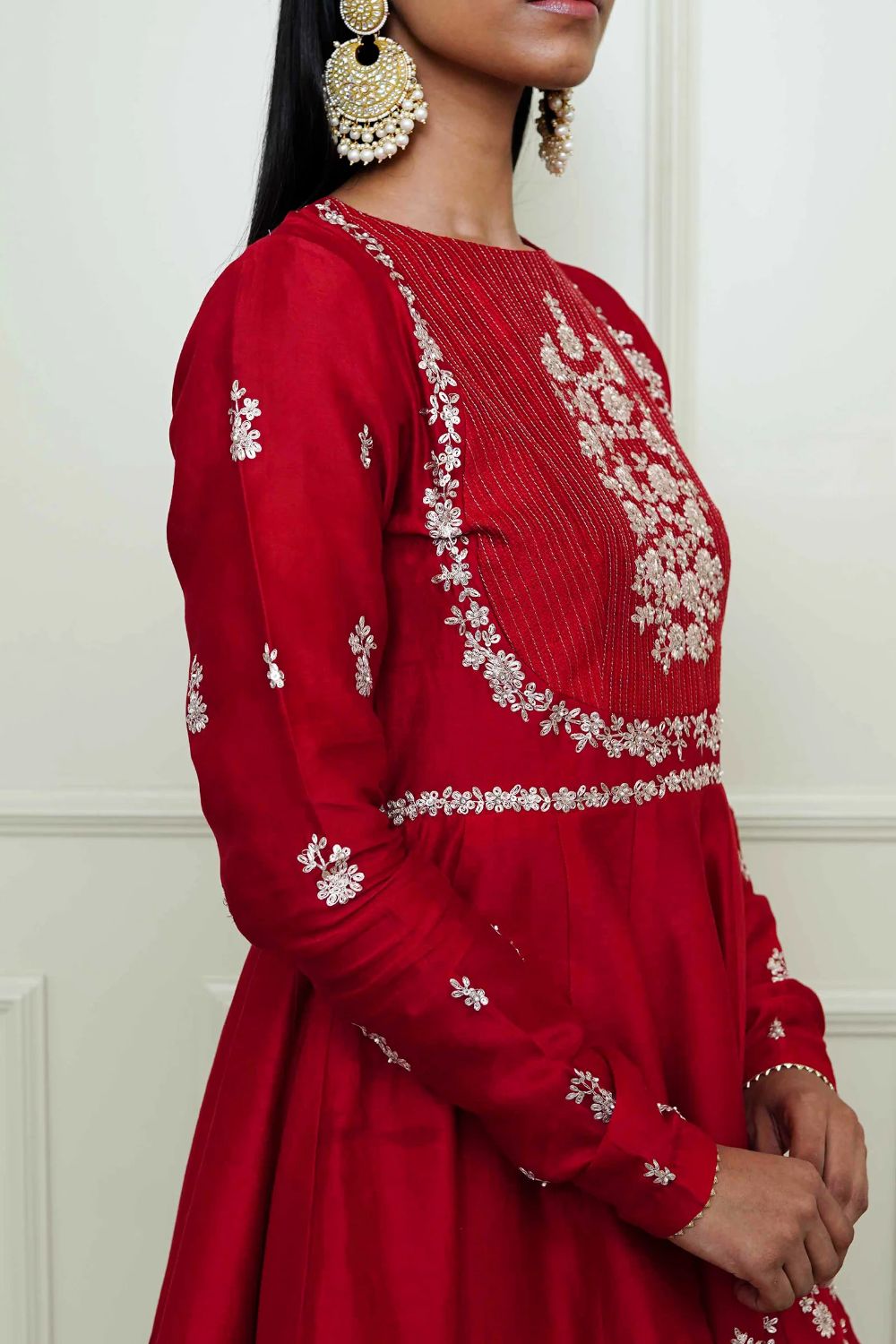 Shahana Peplum kurta with garara and dupatta-Scarlet red & pumpkin orange
